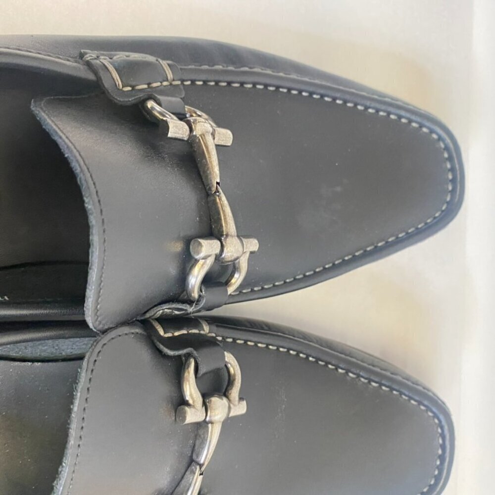 Salvatore Ferragamo Horse Bit Loafers Black Leather Drivers - Picture 13 of 15